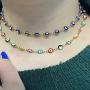 Evil Eye Necklace Bracelet Set for Women Girls,18k Gold Plated Stainless Steel
