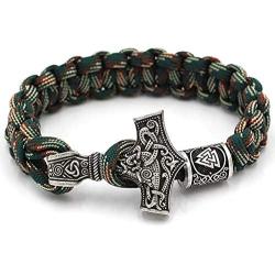 CANNE Thors Hammer Bracelet Viking Outdoor Rune Knot Amulet Mjolnir Handmade Umbrella String Bracelet - 23cm Long