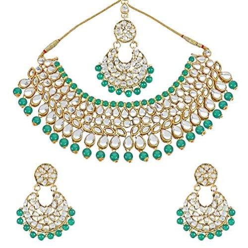 MUCH-MORE Indian Bollywood Bridal Choker Necklace Gold Plated Party Wear Ethnic Wedding Jewelry Set for Women