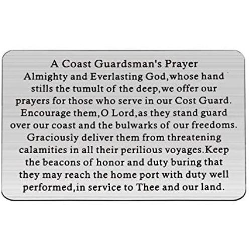 BAUNA Coast Guardsmans Prayer Metal Wallet Card for Him Coast Guard Gift Military Jewelry USCG Graduation Card Insert Gift Deployment Gift