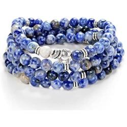 Self-Discovery 108 Mala Stone Beads Wrap Wrist Bracelet with Elephant Charm Handmade Jewelry Gift