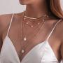 fxmimior Gold Pearls Pendant Layering Choker Necklaces Long Y Necklace Chain Jewelry for Women and Girls Tier 5