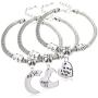 lauhonmin 3pcs Big Sis Middle Sis Little Sis Love Heart Charm Pendant Bracelet Set Family Jewelry Gift for Sister