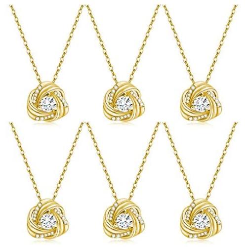 DHQH I Couldnt Tie The Knot Without You Love Knot Bridesmaids Necklace 14K Gold Plated Knot Necklaces Bridesmaid Proposal Gift Set of 1/6