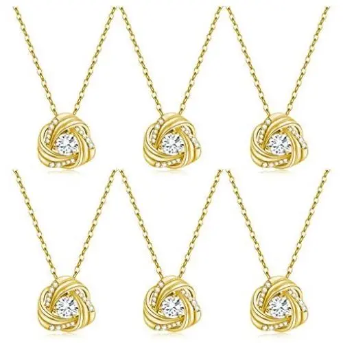DHQH I Couldnt Tie The Knot Without You Love Knot Bridesmaids Necklace 14K Gold Plated Knot Necklaces Bridesmaid Proposal Gift Set of 1/6