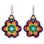 NOVICA .925 Sterling Silver Glass Beaded Earrings Floral Colors
