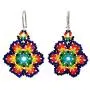 NOVICA .925 Sterling Silver Glass Beaded Earrings Floral Colors NOVICA .925 Sterling Silver Glass Beaded Earrings Floral Colors