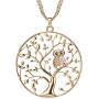 Ouran Necklace for Women,Tree of Life with Owl Pendant Necklace Girls CZ Crystal Necklace Long Chain Necklace