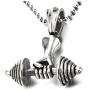 Mens Steel Hand Weight Lifting Barbell Dumbbell Pendant Necklace with 30 inches Ball Chain