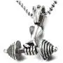 Mens Steel Hand Weight Lifting Barbell Dumbbell Pendant Necklace with 30 inches Ball Chain