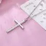 Mens S925 Sterling Silver Cross Pendant Necklace 24 Inches Silver Chain Mens S925 Sterling Silver Cross Pendant Necklace 24 Inches Silver Chain