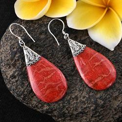 Shop LC 925 Sterling Silver Coral Dangle Drop Earrings for Women Mothers Day Gifts(Tear drop/dragonfly/leaf drop/Red)