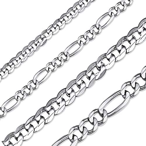 ChicSilver 2.8mm/5mm Solid 925 Sterling Silver Cuban Link/Figaro Chain Necklace for Women Men, 18, 20, 22, 24, 26, 28 Inch(with Gift Box)