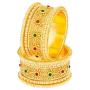 Efulgenz Indian Style Bollywood 14 K Gold Plated Faux Pearl Kundan Rhinestone Wedding Bridal Bracelet Bangle Set Jewelry