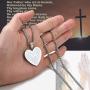 PROSTEEL Lords Prayer Heart Necklace, Stainless Steel Praying Hands Pendant & Chain, Mens Womens Necklace, 22inch-24inch, Come Gift Box