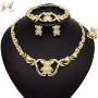 Yulaili XO Teddy Bear 18K Gold Plated Necklace Earrings Bracelet Ring Bridal Jewelry Sets for Women Jewellery Display