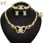 Yulaili XO Teddy Bear 18K Gold Plated Necklace Earrings Bracelet Ring Bridal Jewelry Sets for Women Jewellery Display Yulaili XO Teddy Bear 18K Gold Plated Necklace Earrings Bracelet Ring Bridal Jewelry Sets for Women Jewellery Display