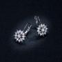 BAMOER 18K Rose Gold Plated Cubic Zirconia Snowflake Lever Back Earrings Necklace Set for Women CZ Jewelry Set