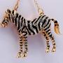 Uloveido Women Long Chain Animal Horse Necklace for Girls Women 18K Gold Plated Black Cubic Zirconia Zebra Pendant Necklace YS857