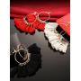 Gejoy Tassel Hoop Earrings Fan-shaped Drop Earrings Dangle Eardrop for Women Girls Party Bohemia Dress Accessory, 3 Pairs