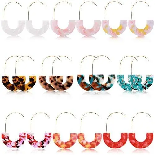 Hanpabum 10 Pairs Resin Drop Hoop Dangle Earrings Lightweight Acrylic Tortoise Shell Acetate Statement Earrings in Bohemian Style for Women Hanpabum 10 Pairs Resin Drop Hoop Dangle Earrings Lightweight Acrylic Tortoise Shell Acetate Statement Earrings in Bohemian Style for Women