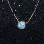 Uloveido White Gold Plated Austrian Blue Crystal Studs Earrings and Pendant Necklace for Women Girls Anniversary Wedding Birthday Jewelry Set Y584