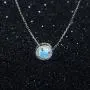 Uloveido White Gold Plated Austrian Blue Crystal Studs Earrings and Pendant Necklace for Women Girls Anniversary Wedding Birthday Jewelry Set Y584