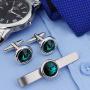 AMITER Mens Cufflinks/Tie Clip/Cufflinks and Tie Clip Set for Men with Swarovski Crystal for Skinny Tie Formal Business Wedding Tuxedo Shirts