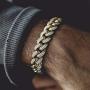 HUAMING Apzzic 12mm Gold Plated Hip Hop Iced Out CZ Lab Diamond Miami Cuban Link Chain Bracelet for Men and Women