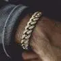 HUAMING Apzzic 12mm Gold Plated Hip Hop Iced Out CZ Lab Diamond Miami Cuban Link Chain Bracelet for Men and Women