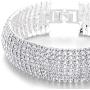 COOLSTEELANDBEYOND Sparkling Womens Crystal Rhinestones Cluster Wide Bangle Bracelet, Luxury