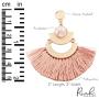 RIAH FASHION Bohemian Lightweight Silky Thread Fan Tassel Statement Drop Earrings - Embellished Fringe Dangles Filigree Chandelier Duster, Printed Wood, Cork