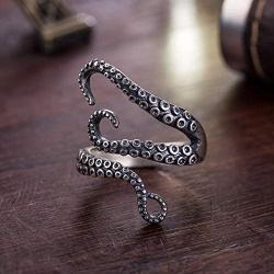 NanMuc Women Girls Adjustable Octopus Punk Antique Style Octopus Tentacle Ring Unisex Devilfish Open Ring Jewelry Gift