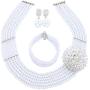 aczuv Nigerian Wedding African Beads Jewelry Set Crystal Beaded Necklace Earrings