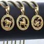 Hermah Gold Plated Zodiac Sign Pendant Necklace for Women Men Leo AriesConstellation Horoscope Pendant Stainless Steel Box Link Chain 22inch