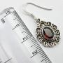 SilverStarJewel Sterling Silver Women Handmade Jewelry Red Garnet Earrings 1.3''