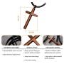 555Jewelry Stainless Steel Cross with Waterproof Adjustable Black Leather Rope