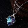 925 Sterling Silver Crystal Pendant Necklace for Women Waterdrop Teardrop Love Heart Pear Shaped Bling Colorful Crystal Chain Jewelry for Ladies Girls Birthday Gift