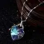 925 Sterling Silver Crystal Pendant Necklace for Women Waterdrop Teardrop Love Heart Pear Shaped Bling Colorful Crystal Chain Jewelry for Ladies Girls Birthday Gift
