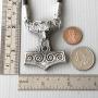 Viking Jewelry Celtic Norse Viking Mjölnir Mjolnir Crow Raven Skane Thors hammer Pewter Mens Pendant Necklace Talisman Charm Protection Amulet men W Stainless Steel tips Durable Nylon Rope Necklace