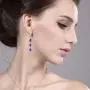 Gem Stone King 7 Inch Purple and White CZ Bracelet Set With Matching 2 Inch Pear shape Dangle Earrings Gem Stone King 7 Inch Purple and White CZ Bracelet Set With Matching 2 Inch Pear shape Dangle Earrings