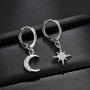 Kyerlyn Moon Star Earrings for Women 18k Gold/Silver Plated Crystal Moon Star Huggie Hoop Earrings with Charms CZ Diamond Drop Cartilage Earrings Simple Jewelry Gift for Birthday Christmas Day Valentines Day and Mothers Day