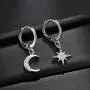 Kyerlyn Moon Star Earrings for Women 18k Gold/Silver Plated Crystal Moon Star Huggie Hoop Earrings with Charms CZ Diamond Drop Cartilage Earrings Simple Jewelry Gift for Birthday Christmas Day Valentines Day and Mothers Day
