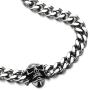 COOLSTEELANDBEYOND Mens Stainless Steel Curb Chain Skull Necklace Silver Color Gothic Style 30.3MM 22 inches
