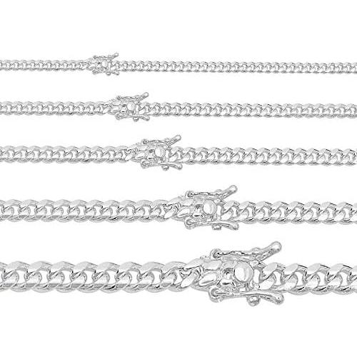 Solid 925 Sterling Silver Miami Cuban Link Chain Or Bracelet - Box Lock Cuban Link 4-10.5mm - Italy Mens Necklace