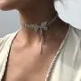 Masiter Sparkly Rhinestone Necklace Crystal Butterfly Choker Dainty Tennis Chain Wedding Bridal Bridesmaid Costume Jewelry for Women and Girls