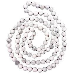 MGR MY GEMS ROCK! 36 Inch 7-8MM Matte Finnish Genuine Semi-Precious Stone Endless Infinity Long Beaded Strand Necklace.