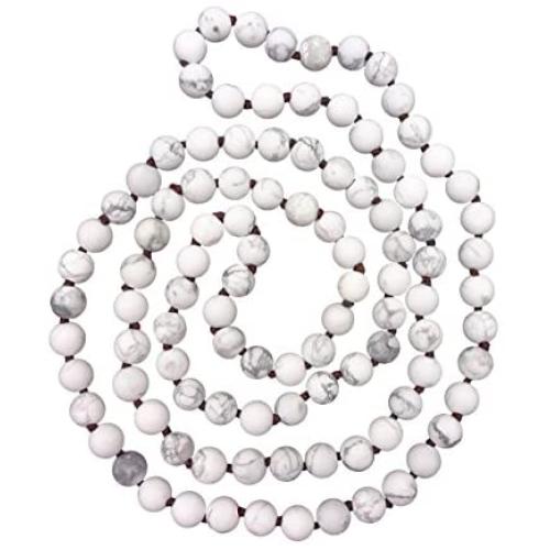 MGR MY GEMS ROCK! 36 Inch 7-8MM Matte Finnish Genuine Semi-Precious Stone Endless Infinity Long Beaded Strand Necklace.