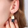 coadipress 4 Pairs Matte Statement Curved Earrings Set for Women Girls Fashion Yellow Black Paint Gold Metal Geometric Dangle Drop Earrings Jewelry Gifts