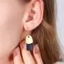 coadipress 4 Pairs Matte Statement Curved Earrings Set for Women Girls Fashion Yellow Black Paint Gold Metal Geometric Dangle Drop Earrings Jewelry Gifts